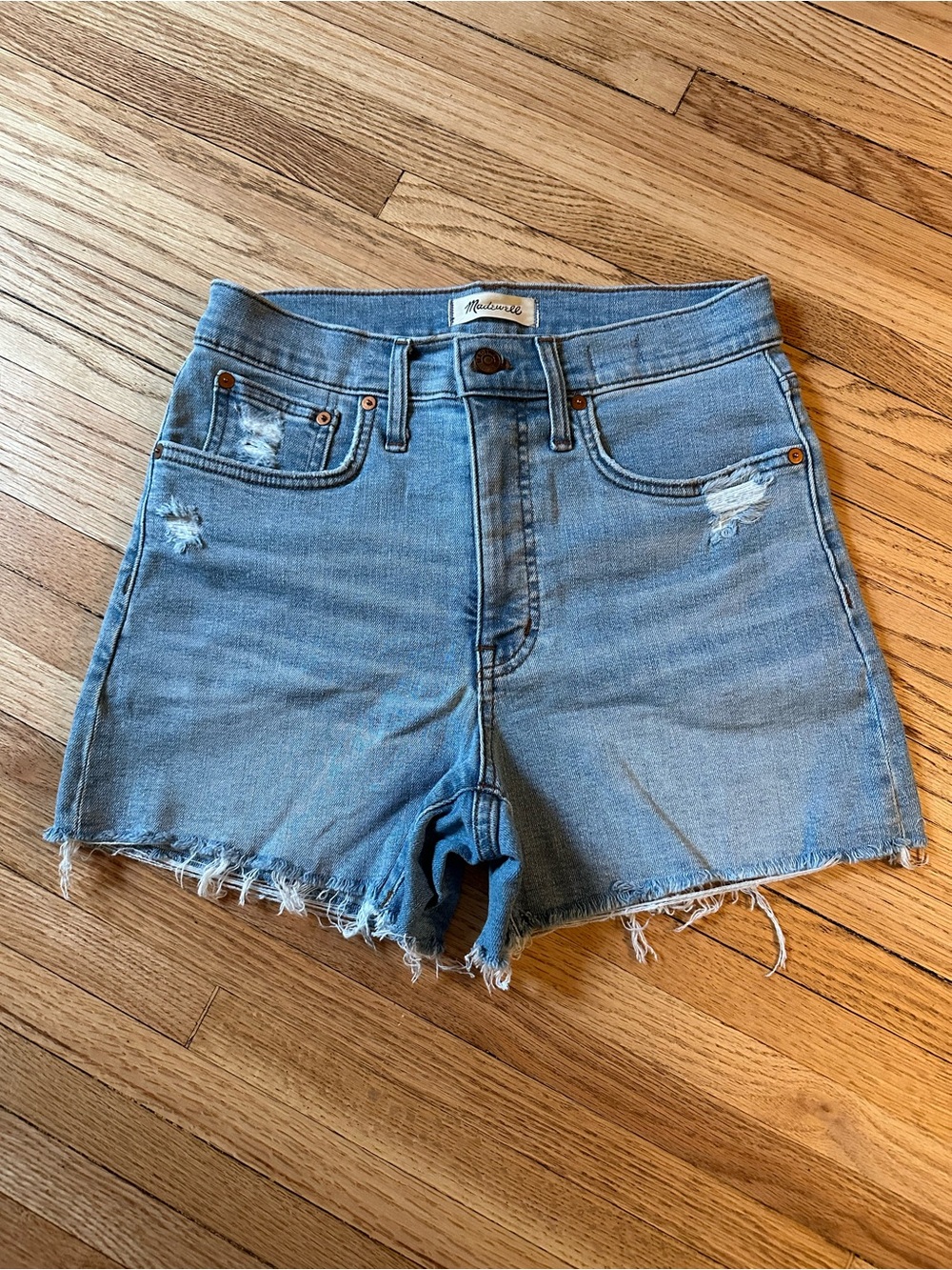 Madewell Light Wash High-Rise Denim Cutoff Shorts